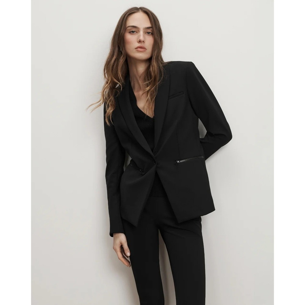 Veronica Beard Scuba Dickey Jacket Black Single Button Blazer Size 2